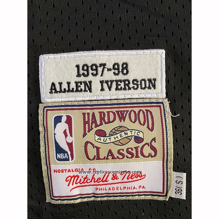 Camiseta Philadelphia 76ers Allen Iverson #3 Mitchell & Ness 1997-98 Negro